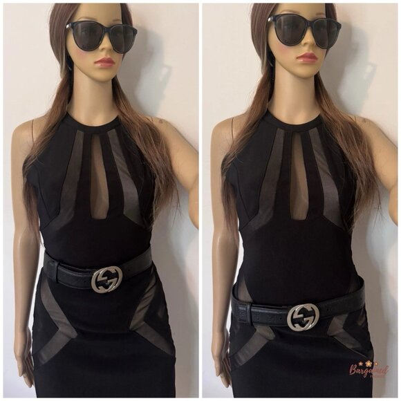 Auth Gucci Black Guccissima Leather Silver Interlocking G Buckle Belt 85/34 - Picture 10 of 13